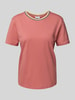 Jake*s Casual T-shirt met geribde ronde hals Terracotta