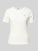 Tommy Hilfiger Slim Fit T-Shirt mit Label-Detail Ecru