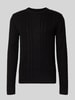 Jack & Jones Strickpullover mit gerippten Abschlüssen Modell 'PAUL' Black