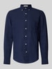 Gant Regular fit vrijetijdsoverhemd van linnen met borstzak Marineblauw