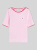Tommy Hilfiger Regular Fit Pullover aus reiner Baumwolle mit kurzen Ärmeln Pink