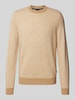 BOSS Gebreide pullover met ribboorden, model 'Eltoro' Beige