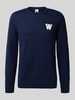 Wood Wood Gebreide pullover met stitching en ronde hals, model 'Tay' Marineblauw