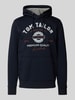 Tom Tailor Regular fit hoodie van katoenmix met logoprint Marineblauw