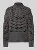 Only Regular Fit Strickpullover mit Lochstrickmuster Modell 'BILLIE' Mittelgrau