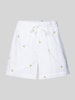 Only Relaxed Fit Shorts aus reiner Baumwolle mit Stickereien Modell 'GRACE' Weiss