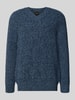 BOSS Orange Shaped fit gebreide pullover van scheerwolmix, model 'KARINET' Marineblauw