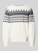 Christian Berg Men Strickpullover aus Woll-Mix mit Rundhalsausschnitt Offwhite