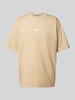 Hugo Blue T-shirt met labelprint, model 'Nalono' Beige