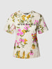 Weekend Max Mara T-shirt met gebloemd all-over motief, model 'Fiorina' Ecru