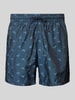 Emporio Armani Relaxed Fit Badeshorts mit Label-Print Dunkelblau