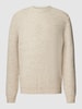 MCNEAL Strickpullover mit geripptem Rundhalsausschnitt Offwhite meliert
