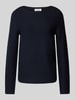 Marc O'Polo Strickpullover mit gerippten U-Boot-Ausschnitt Marine