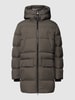 Marc O'Polo Lange donsjas met labelpatch, model 'Parka' Rietgroen