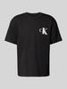 Calvin Klein Jeans T-shirt met labelprint en ronde hals Zwart