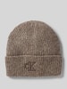 Calvin Klein Jeans Beanie met labelstitching, model 'THICK' Taupe