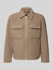 JACK & JONES Premium Regular Fit Hemdjacke mit Brusttaschen Modell 'WAKEFIELD' Taupe