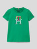 Tommy Hilfiger Teens Regular Fit T-Shirt mit mehrfarbigem Logo-Stitching Gruen