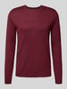Christian Berg Men Regular fit pullover van puur katoen in gebreide look Bordeaux gemêleerd