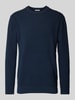 Knowledge Cotton Apparel Gebreide pullover met structuurmotief, model 'VAGN' Donkerblauw