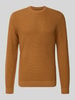 MCNEAL Strickpullover mit gerippten Abschlüssen Cognac Melange
