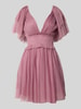 LACE & BEADS Cocktailkleid mit V-Ausschnitt und Taillenband Rose