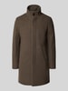 Matinique Lange jas met opstaande kraag, model 'Harvey' Middenbruin