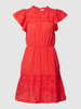 Saint Tropez Knielanges Kleid mit Lochstickerei Modell 'Tilly' Rot