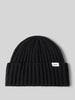 Forét Mütze aus Lammwolle mit Label-Patch Black