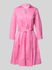 0039 Italy Knielanges Hemdblusenkleid mit Bindegürtel Modell 'JULE' Pink
