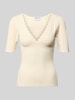 Jake*s Casual Slim Fit T-Shirt aus Viskose-Mix in Strick-Optik Ecru