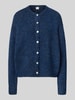 ICHI Relaxed fit gebreid jack met wol, model 'Bela' Marineblauw