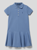 Polo Ralph Lauren Kids Jurk met polokraag, model 'POLO DRES-DRESSES-KNIT' Rookblauw