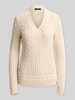 Lauren Ralph Lauren Sweter o kroju regular fit z mieszanki bawełny z wyhaftowanym logo Beżowy