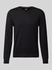 BOSS Gebreide pullover van scheerwol, model 'Baram' Zwart