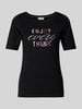 s.Oliver RED LABEL T-shirt met statementprint, model 'Enjoy' Zwart