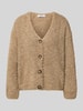 ZABAIONE Relaxed Fit Strickjacke aus Woll-Viskose-Mix Modell 'Sofia' Taupe