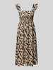 Pieces Sukienka midi z marszczonymi detalami model ‘LUNA’ Piaskowy
