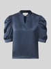 Neo Noir Regular Fit Bluse aus Satin mit Puffärmeln Modell 'Roella' Dunkelblau