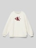 Calvin Klein Jeans Oversized Sweatshirt mit Label-Print Modell 'TEDDY' Offwhite