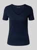 Christian Berg Woman T-Shirt mit geripptem V-Ausschnitt Dunkelblau