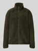 PIECES Relaxed Fit Teddyjacke mit Stehkragen Modell 'SAIDA' Khaki