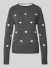 Vero Moda Regular Fit Strickpullover mit Raglanärmeln Modell 'DOFFY' Dunkelgrau