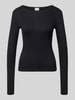 Gina Tricot Bluzka z długim rękawem z dekoltem okrągłym Czarny