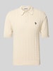 REVIEW Slim Fit Poloshirt mit Zopfmuster Ecru