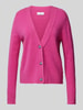 Fynch-Hatton Regular fit cardigan van wol met V-hals Felroze