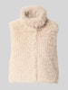 Amber & June Bodywarmer van imitatiebont met opstaande kraag Beige