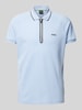 BOSS Green Regular fit poloshirt met structuurmotief, model 'Philix' Lichtblauw