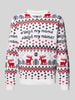 Only & Sons Strickpullover mit Motiv- und Statement-Stitching Modell 'XMAS' Offwhite