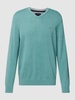 Christian Berg Men Sweatshirt mit V-Ausschnitt Metallic Türkis meliert
